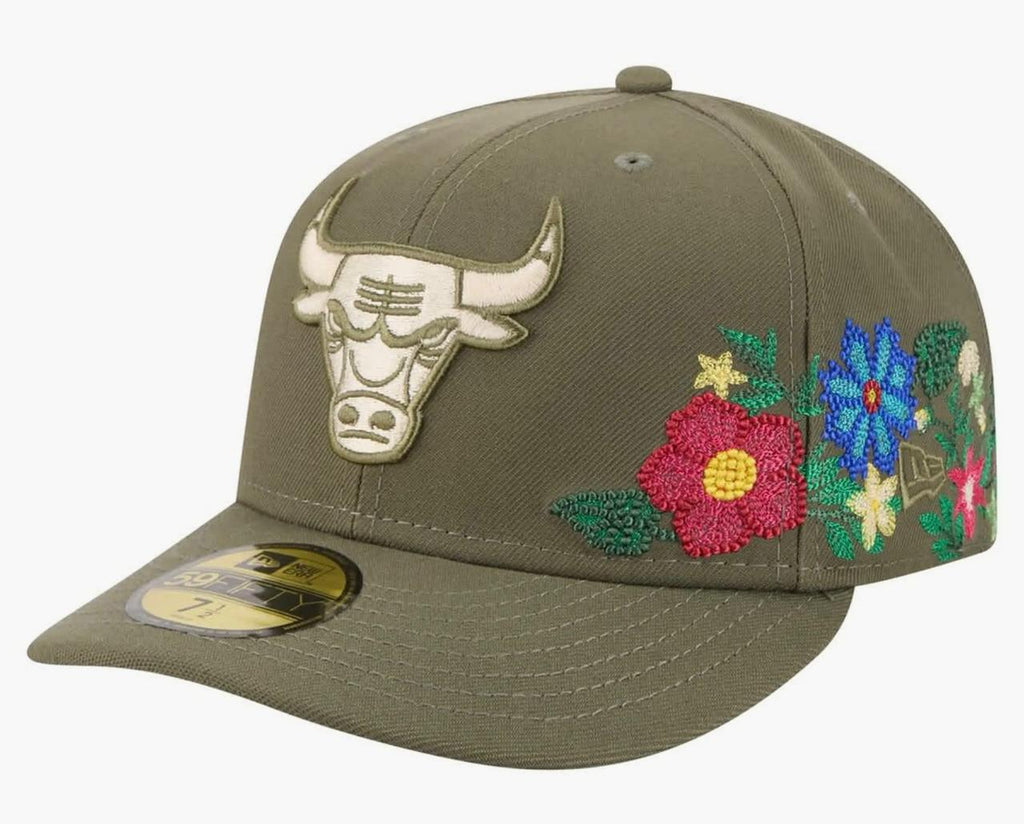 Chicago Bulls NBA TONAL FLORALS 59FIFTY CERRADA OLIVO